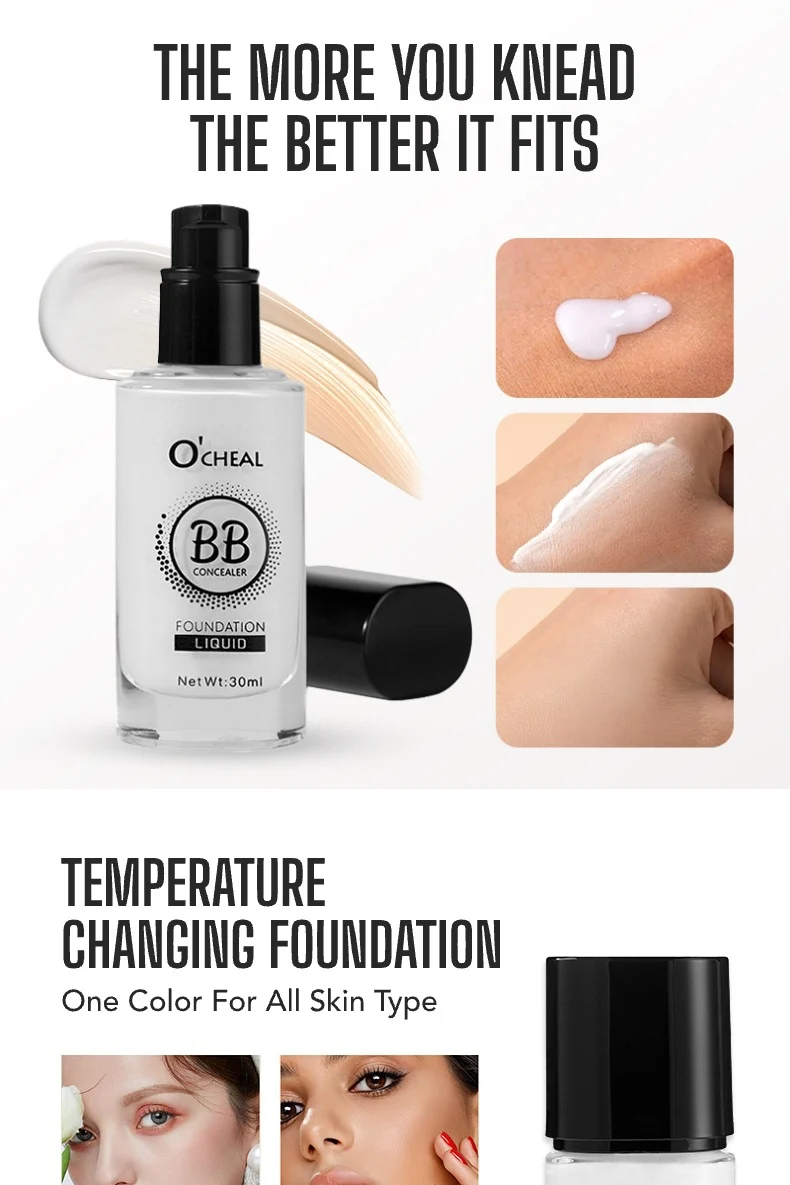 Temperature-Changing Foundation Liquid Full Coverage Concealer 30ml Lightweight Long-Lasting 9 temperature changing foundation liquid concealer 30ml sit pyfx6g23 desc 9