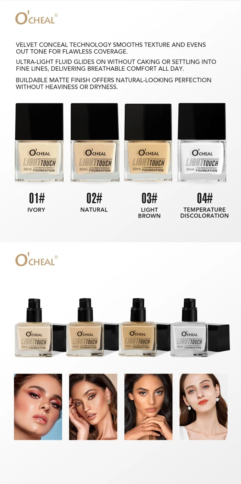 Temperature-Changing Foundation Small Square Bottle Foundation Hydrating Concealer Long-Lasting Flawless Coverage Skin Tone Adjusting Liquid 15 temperature changing foundation small square bottle 30ml sit j93wjwmt desc 15