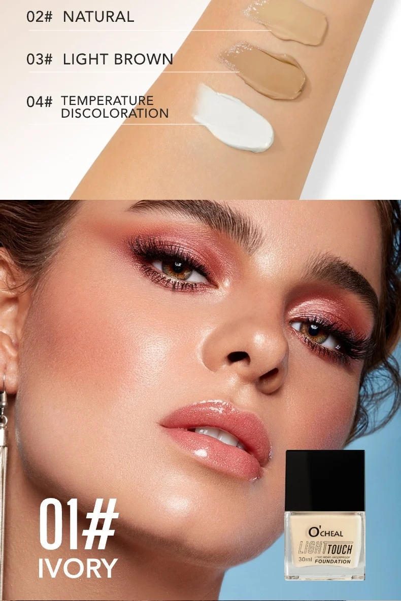 Temperature-Changing Foundation Small Square Bottle Foundation Hydrating Concealer Long-Lasting Flawless Coverage Skin Tone Adjusting Liquid 6 temperature changing foundation small square bottle 30ml sit j93wjwmt desc 6