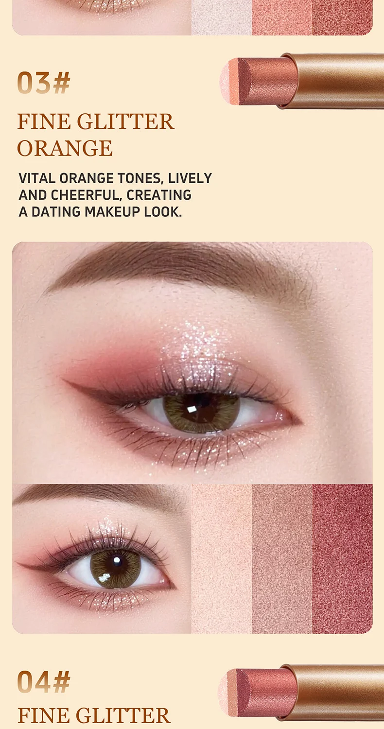 Three Color Eyeshadow Stick, Creamy Waterproof Long-Lasting Eyeshadow for Beginners 11 three color eyeshadow stick creamy waterproof beginner sit 6ktrg3bf desc 11