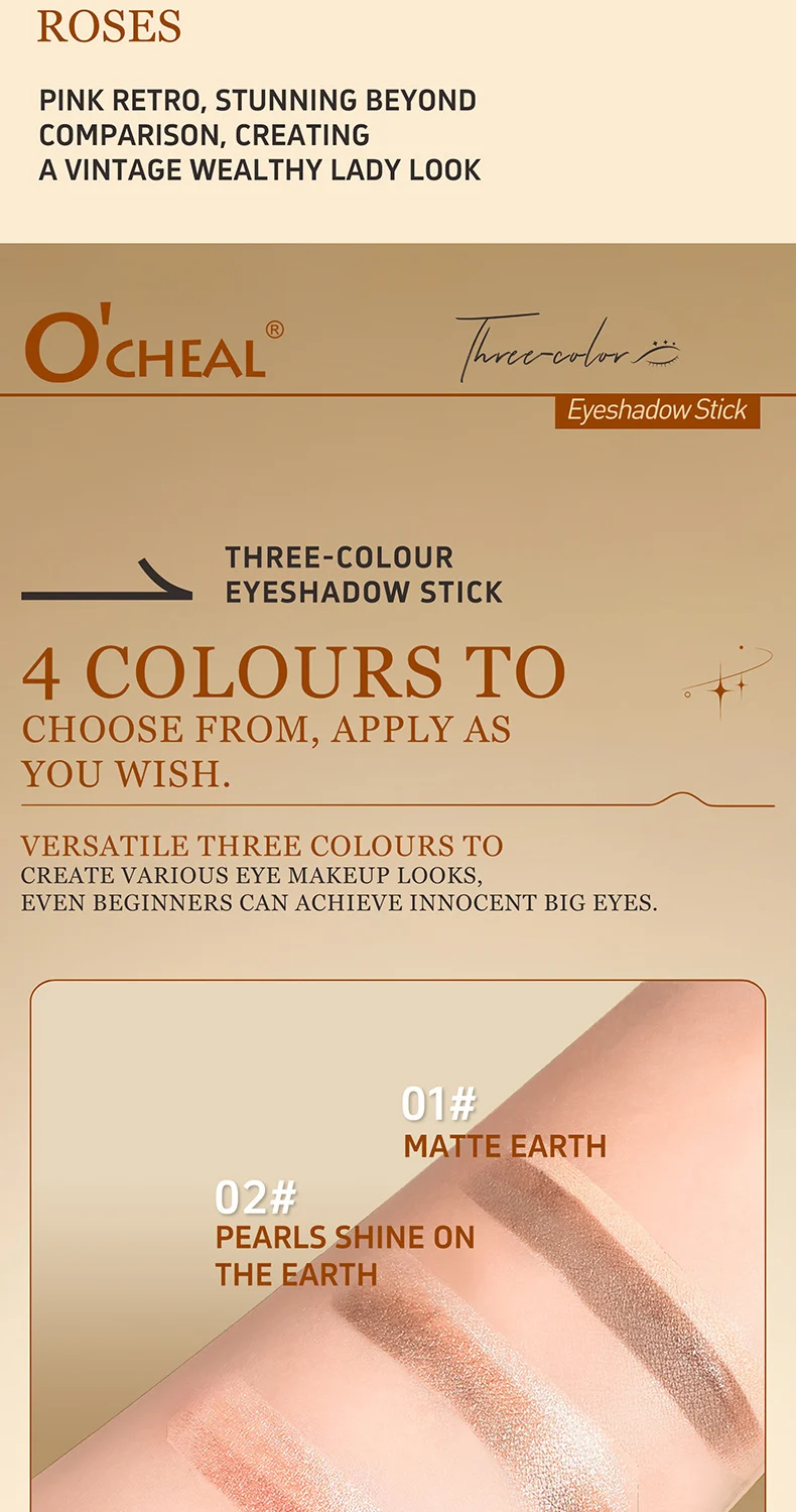 Three Color Eyeshadow Stick, Creamy Waterproof Long-Lasting Eyeshadow for Beginners 12 three color eyeshadow stick creamy waterproof beginner sit 6ktrg3bf desc 12
