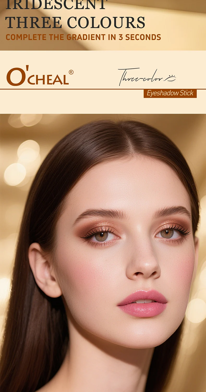 Three Color Eyeshadow Stick, Creamy Waterproof Long-Lasting Eyeshadow for Beginners 3 three color eyeshadow stick creamy waterproof beginner sit 6ktrg3bf desc 3
