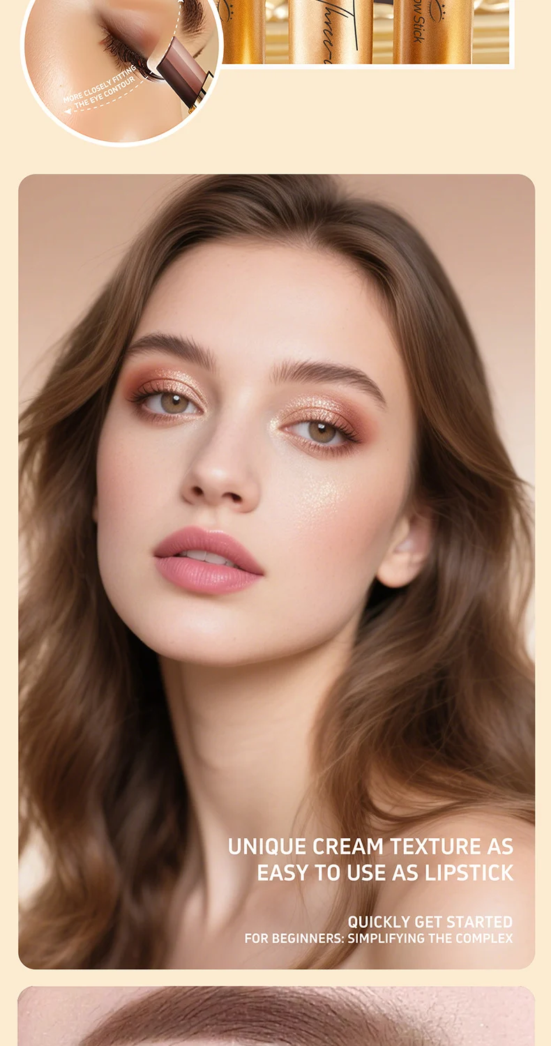 Three Color Eyeshadow Stick, Creamy Waterproof Long-Lasting Eyeshadow for Beginners 8 three color eyeshadow stick creamy waterproof beginner sit 6ktrg3bf desc 8