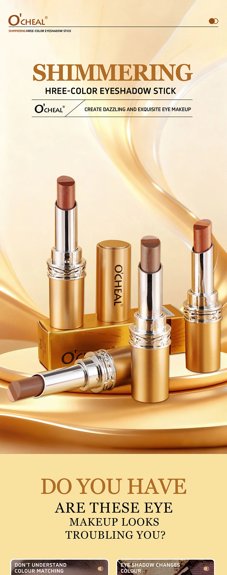 Three-Color Eyeshadow Stick One-Swipe Cream Formula for Everyday Natural & Glitter Makeup 1 three color eyeshadow stick one swipe cream formula sit p9hpt9fr desc 1