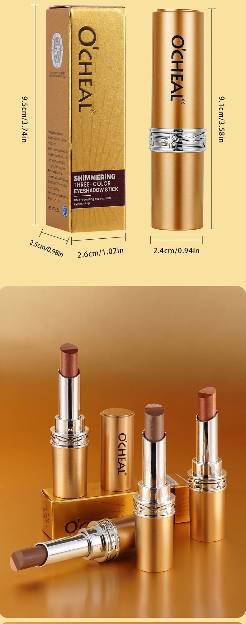 Three-Color Eyeshadow Stick One-Swipe Cream Formula for Everyday Natural & Glitter Makeup 12 three color eyeshadow stick one swipe cream formula sit p9hpt9fr desc 12