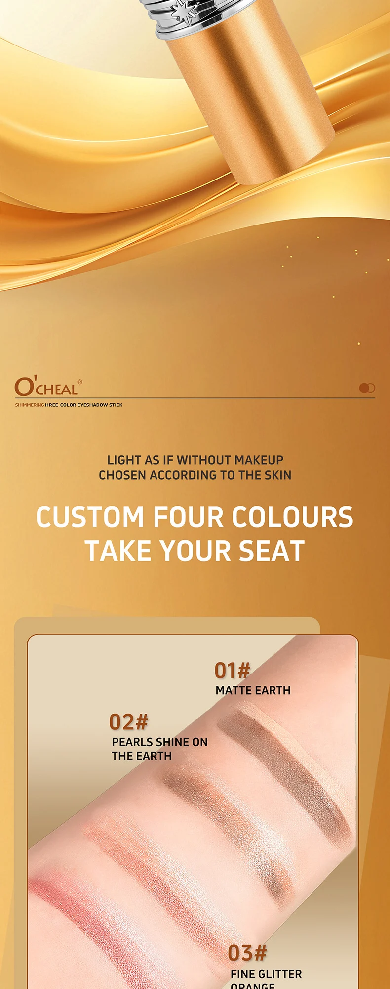 Three-Color Eyeshadow Stick One-Swipe Cream Formula for Everyday Natural & Glitter Makeup 7 three color eyeshadow stick one swipe cream formula sit p9hpt9fr desc 7