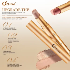 OCHEAL Three-Color Eyeshadow Stick with Cream to Powder Formula for Easy Gradient Application