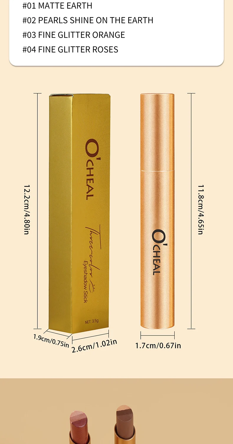 Three-Color Eyeshadow Stick Waterproof & Sweatproof Long-Lasting Cream to Powder Formula 14 three color eyeshadow stick waterproof cream to powder sit ru694zec desc 14