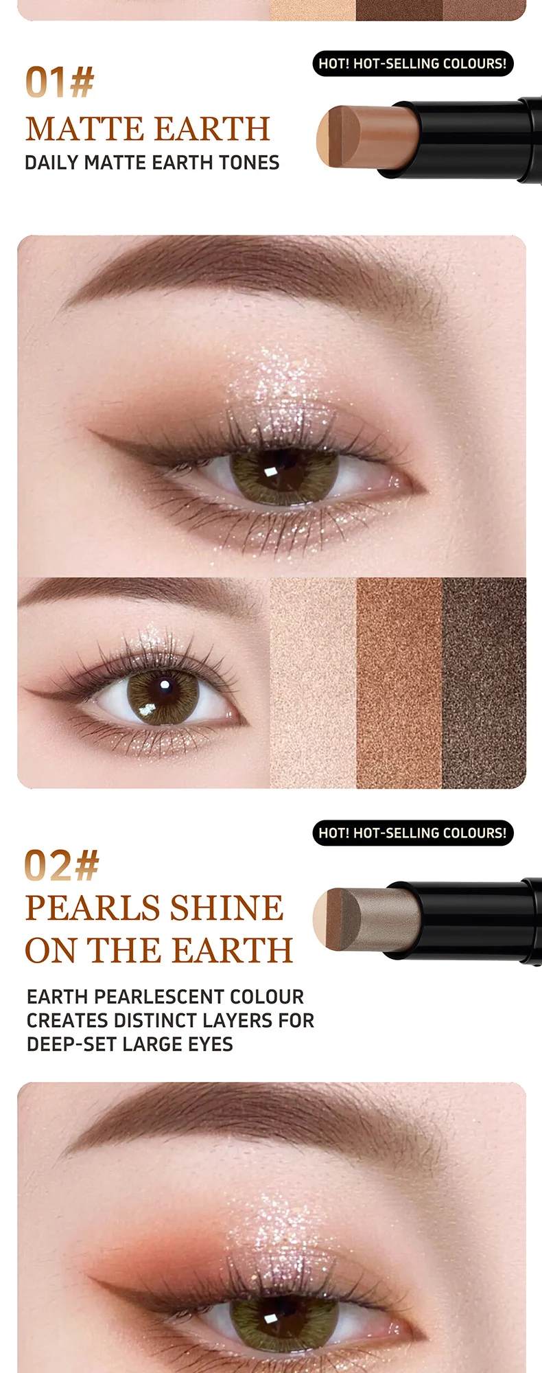 Three-Color Eyeshadow Stick Waterproof Matte Shimmer Highlighter Eye Makeup Pencil 11 three color eyeshadow stick waterproof matte shimmer sit 52txc83s desc 11