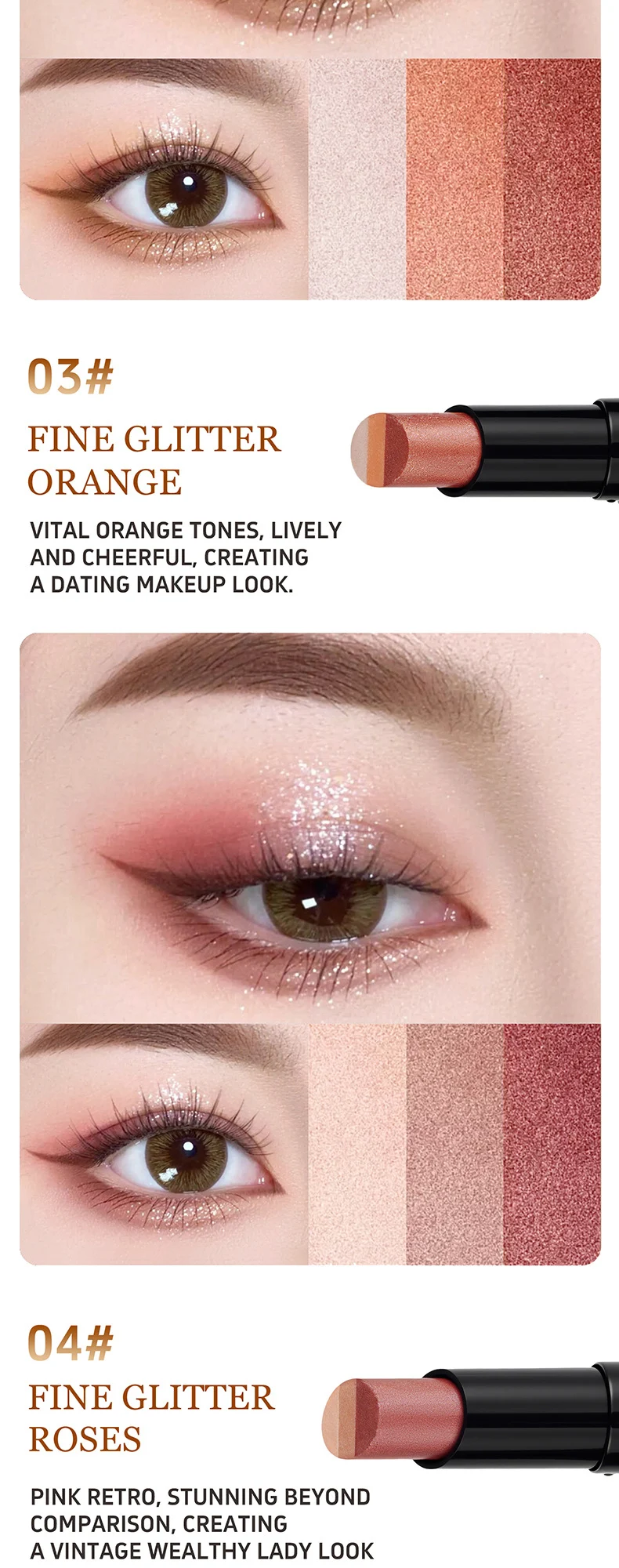 Three-Color Eyeshadow Stick Waterproof Matte Shimmer Highlighter Eye Makeup Pencil 12 three color eyeshadow stick waterproof matte shimmer sit 52txc83s desc 12