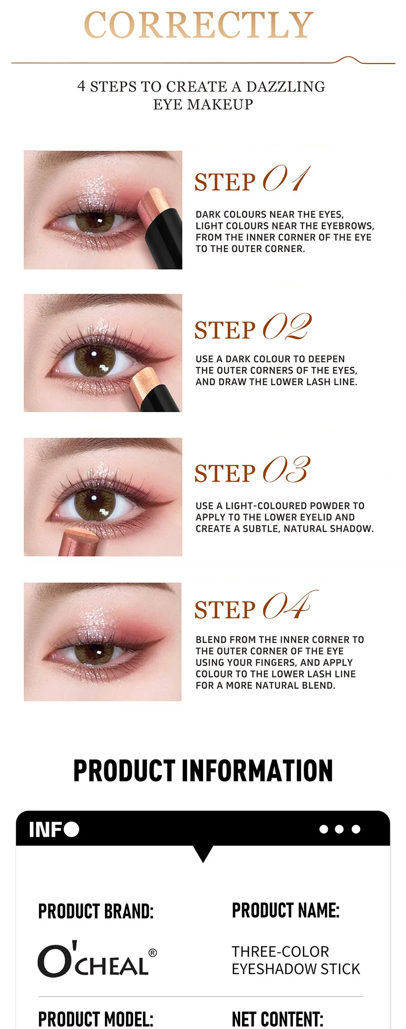Three-Color Eyeshadow Stick Waterproof Matte Shimmer Highlighter Eye Makeup Pencil 14 three color eyeshadow stick waterproof matte shimmer sit 52txc83s desc 14