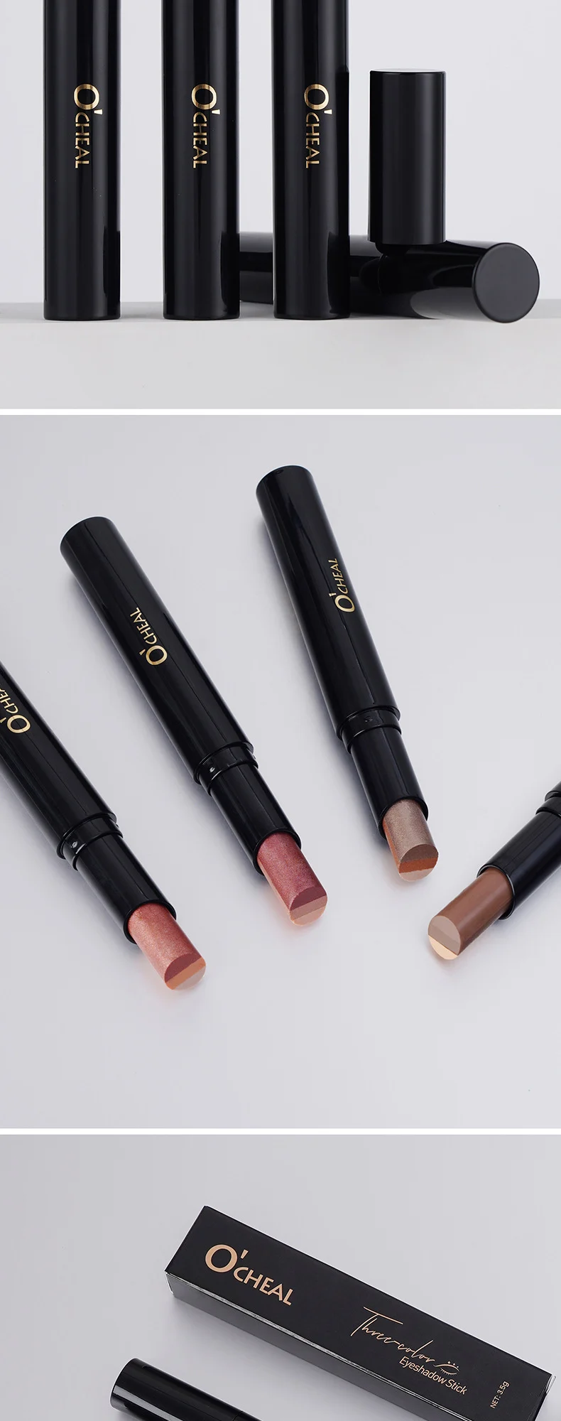 Three-Color Eyeshadow Stick Waterproof Matte Shimmer Highlighter Eye Makeup Pencil 16 three color eyeshadow stick waterproof matte shimmer sit 52txc83s desc 16