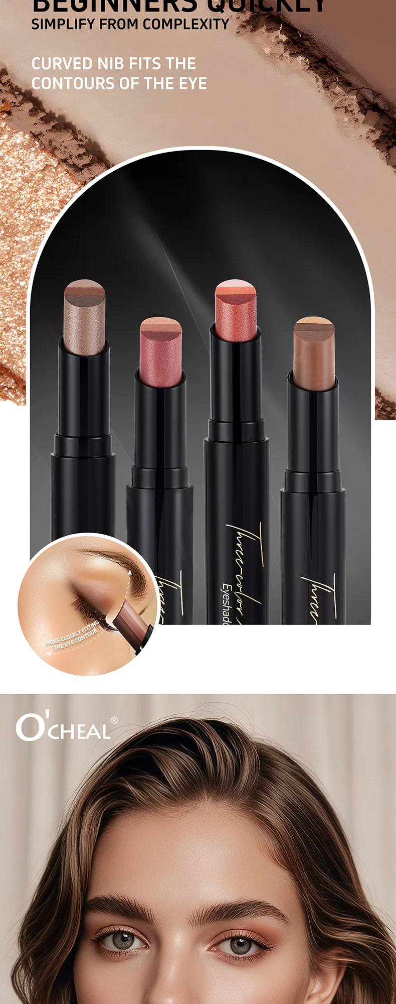 Three-Color Eyeshadow Stick Waterproof Matte Shimmer Highlighter Eye Makeup Pencil 9 three color eyeshadow stick waterproof matte shimmer sit 52txc83s desc 9