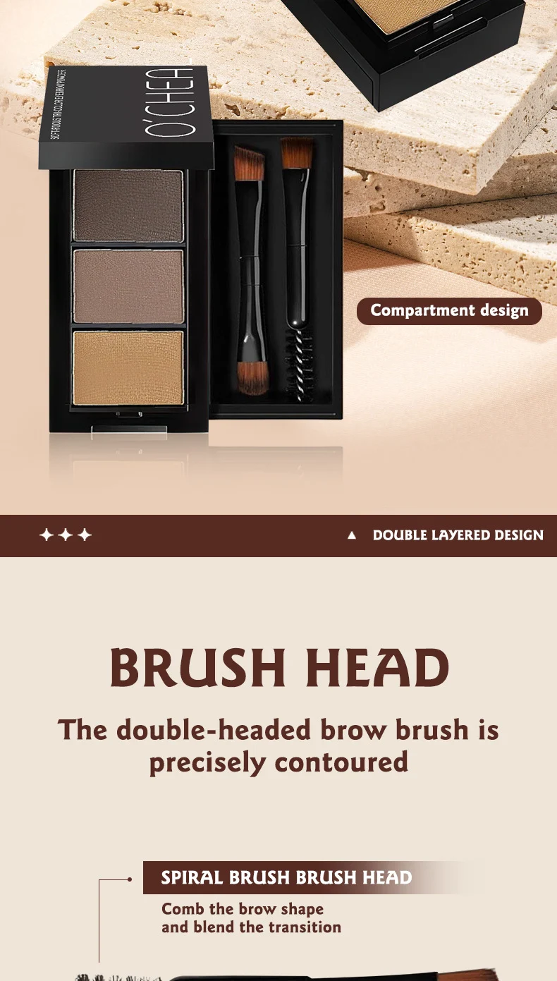 Tri-Color Eyebrow Powder Palette Waterproof Matte Finish 3-in-1 Highlighter Contour 8 tri color eyebrow powder palette waterproof matte finish 3 in 1 highlighter contour sit dxx783kb desc 8