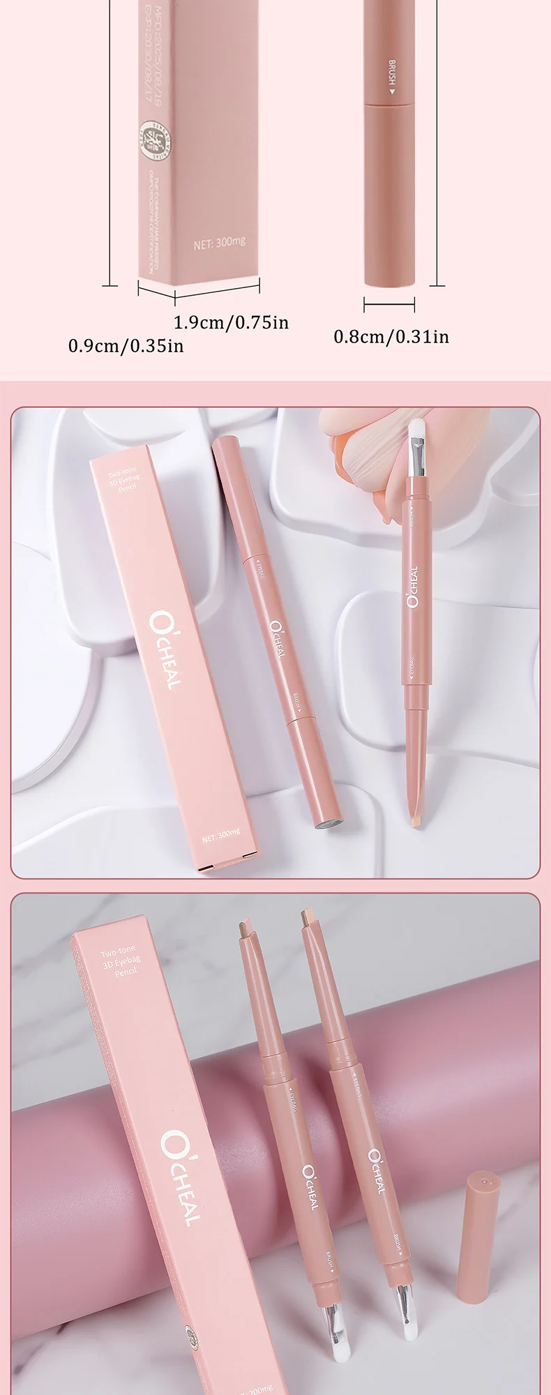 Two-Tone 3D Eyebag Pencil Waterproof Sweatproof Long-Lasting Natural Contour 13 two tone 3d eyebag pencil sit szpy2dje desc 13