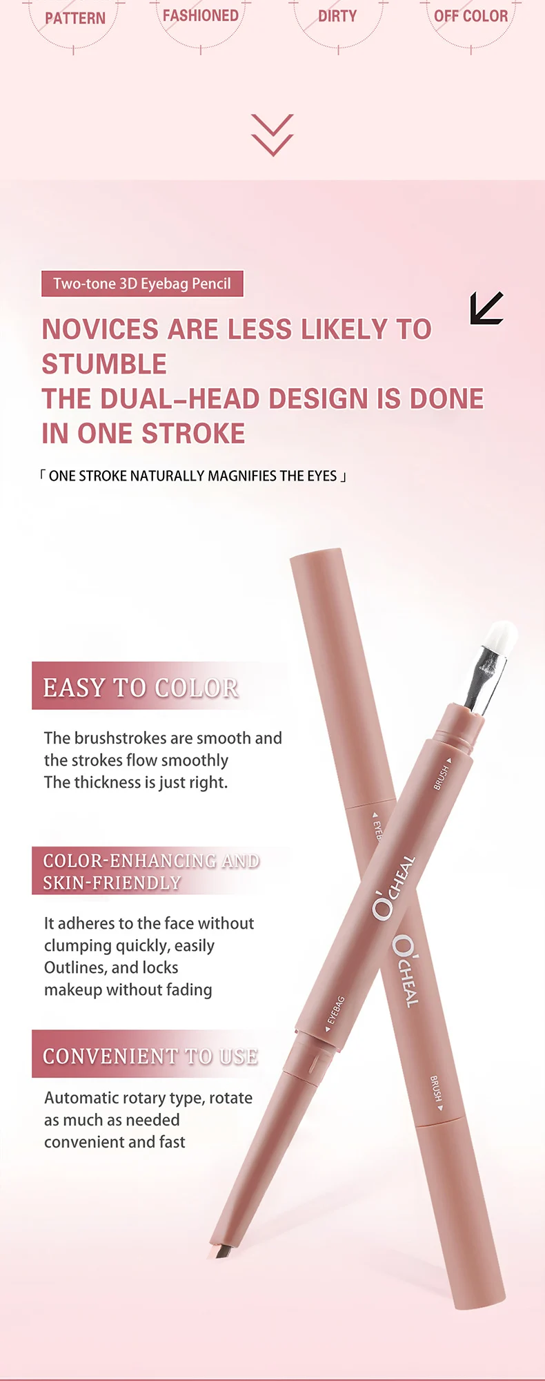 Two-Tone 3D Eyebag Pencil Waterproof Sweatproof Long-Lasting Natural Contour 6 two tone 3d eyebag pencil sit szpy2dje desc 6