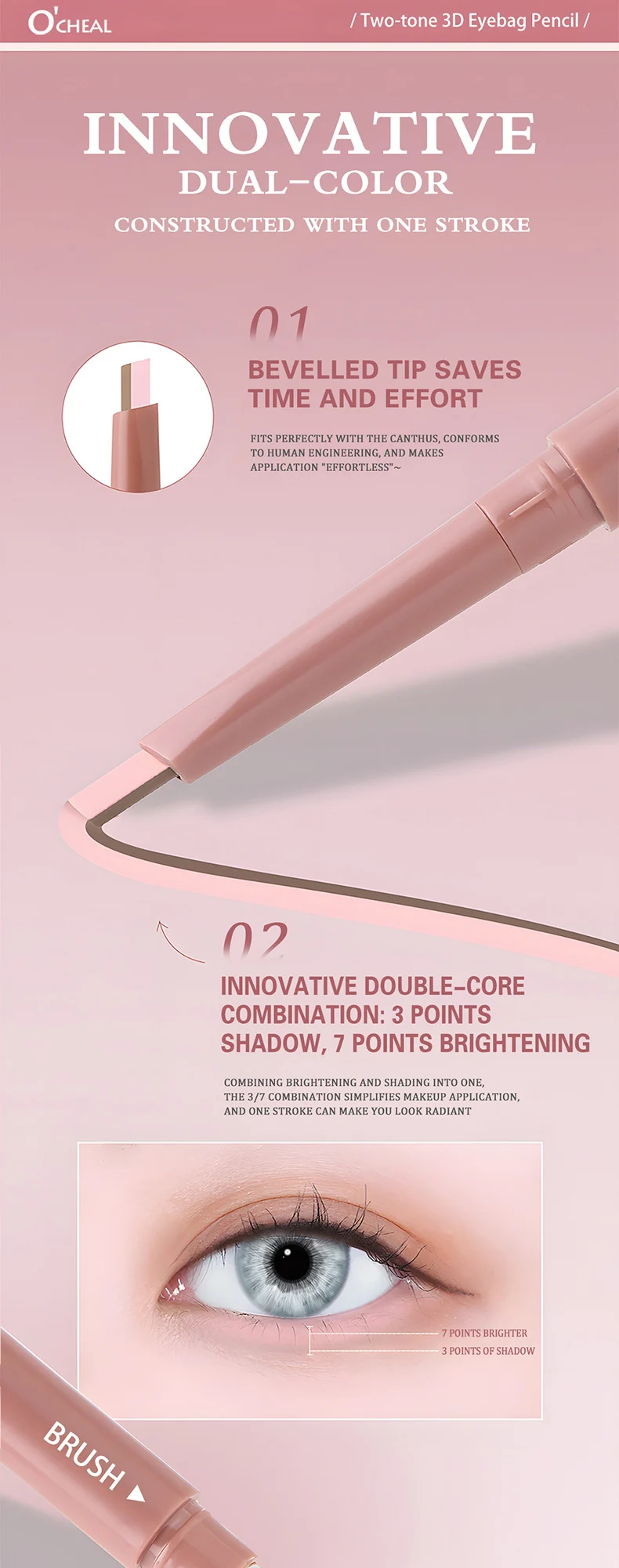 Two-Tone 3D Eyebag Pencil Waterproof Sweatproof Long-Lasting Natural Contour 7 two tone 3d eyebag pencil sit szpy2dje desc 7
