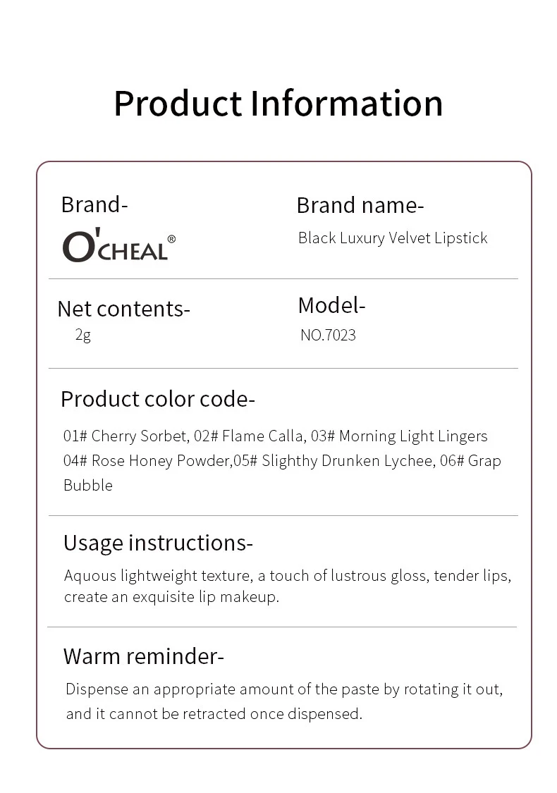 Velvet Lipstick Matte Lip Mud O'CHEAL Soft Light Non-stick Cup Moisturizing Lip Glaze 15 velvet lipstick matte lip mud ocheal sit 3wk6mwqs desc 15