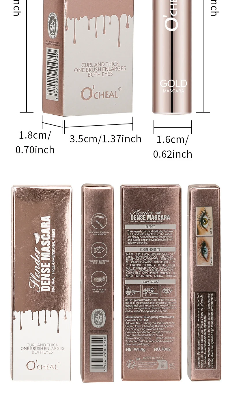 O'CHEAL Plender Dense Mascara Waterproof Sweatproof Lengthening Curling 16 volumizing lengthening waterproof mascara sit f2wswmp5 desc 16