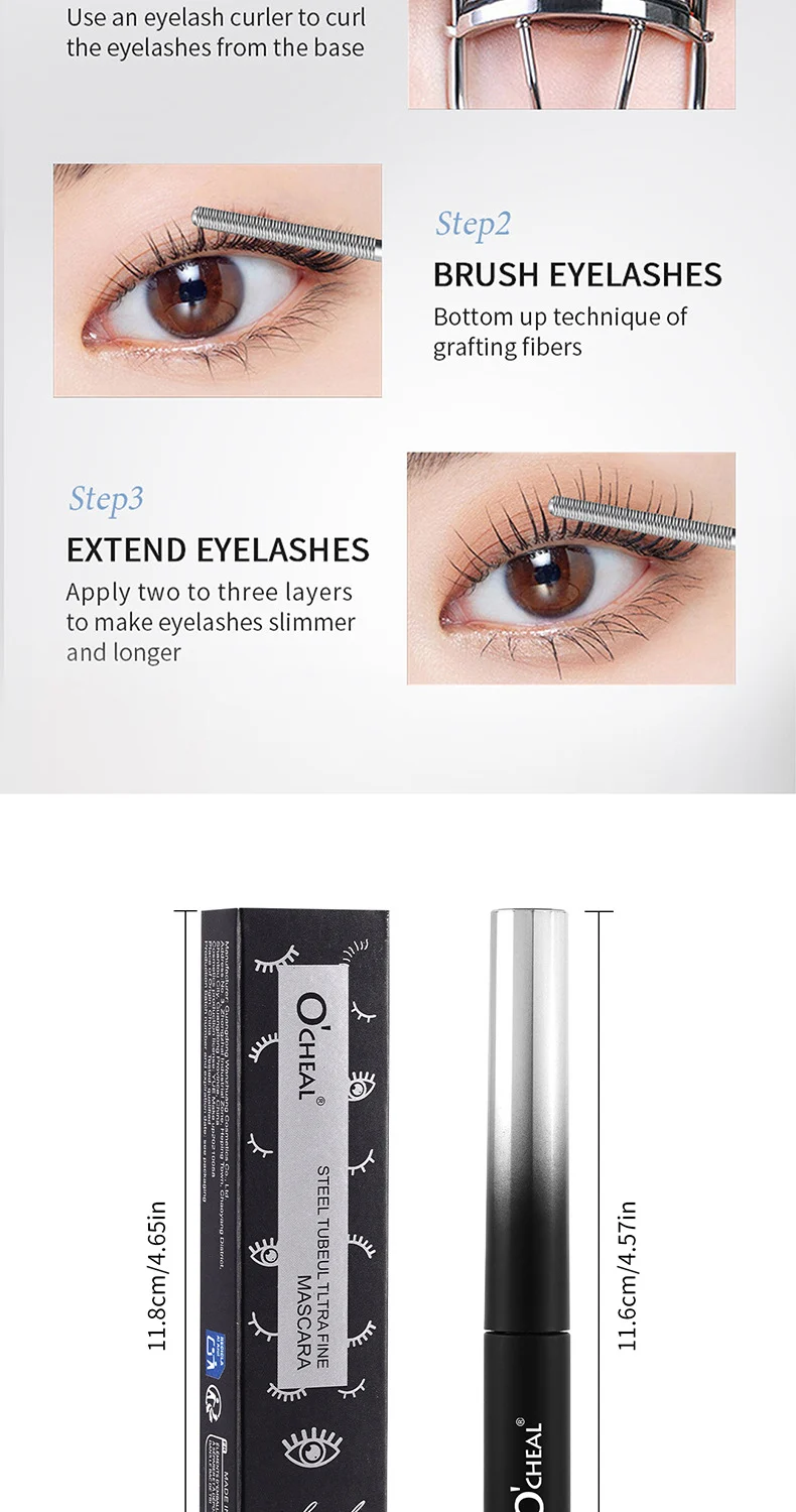 Waterproof Mascara Ultra-Fine Steel Tube for Length, Curl, and Long-Lasting Hold 10 waterproof mascara ultra fine steel tube 3g sit r34h3p2e desc 10