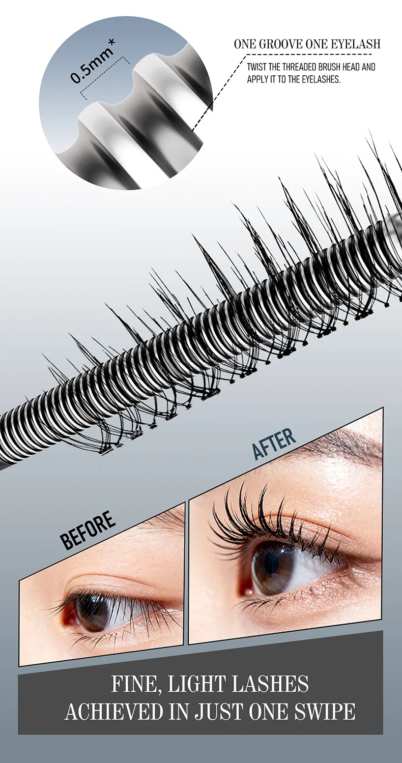 Waterproof Mascara Ultra-Fine Steel Tube for Length, Curl, and Long-Lasting Hold 4 waterproof mascara ultra fine steel tube 3g sit r34h3p2e desc 4