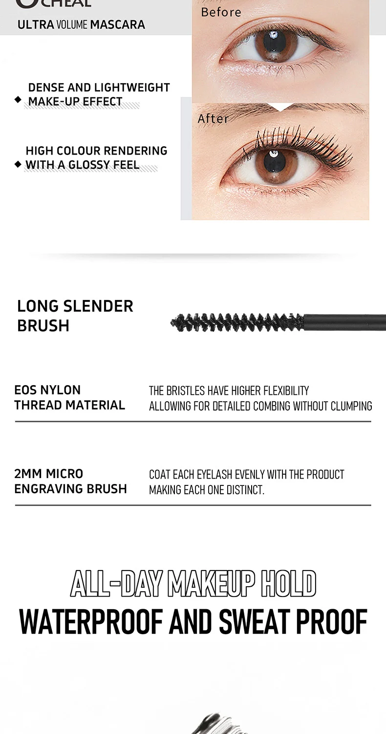 Waterproof Volumizing Mascara Natural Lengthening Curling Long-Lasting Smudge Proof 7 waterproof volumizing mascara natural lengthening curling sit by9bhusp desc 7